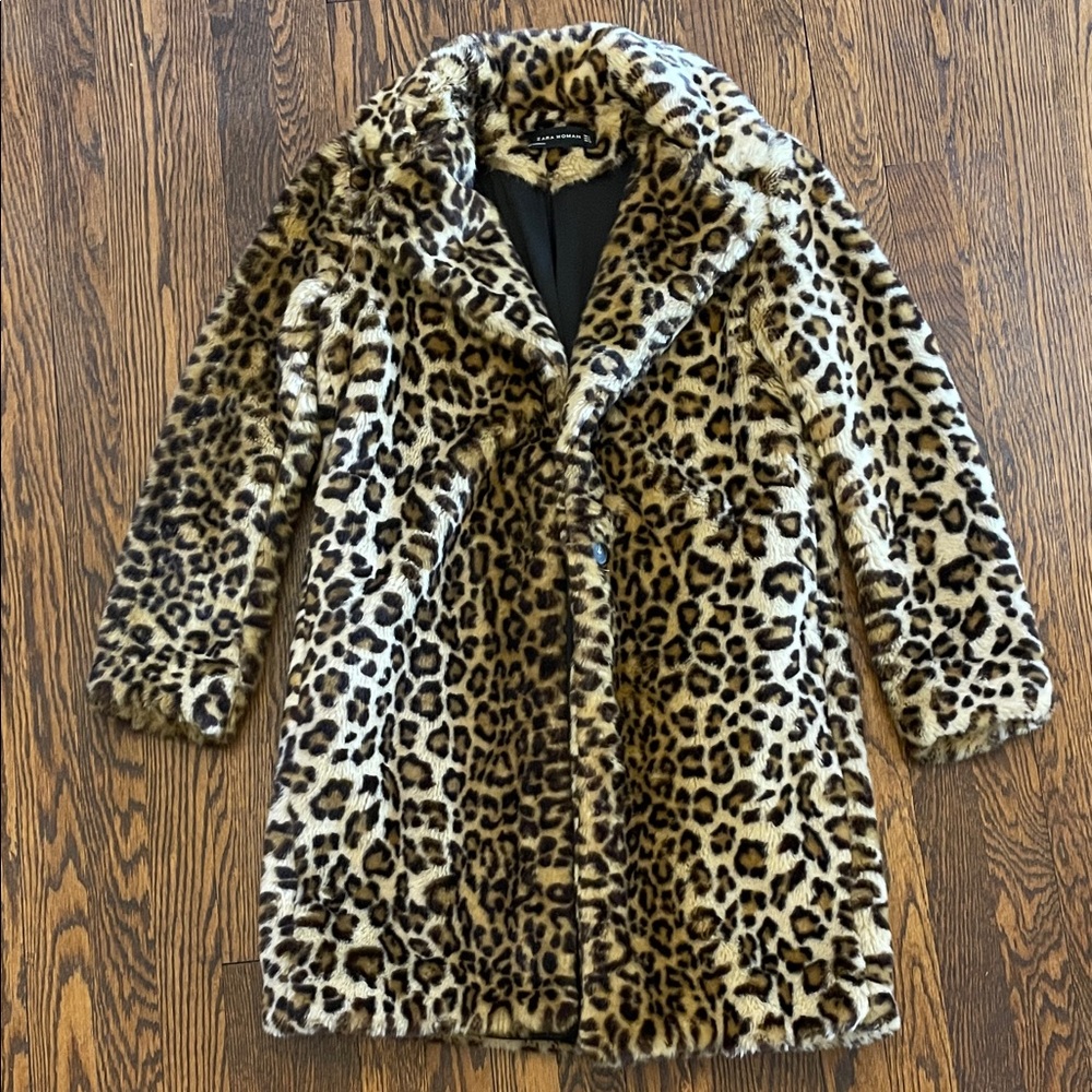 Zara Animal Print Teddy Jacket